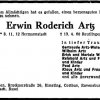 Artz Erwin 1912-1960 Todesanzeige